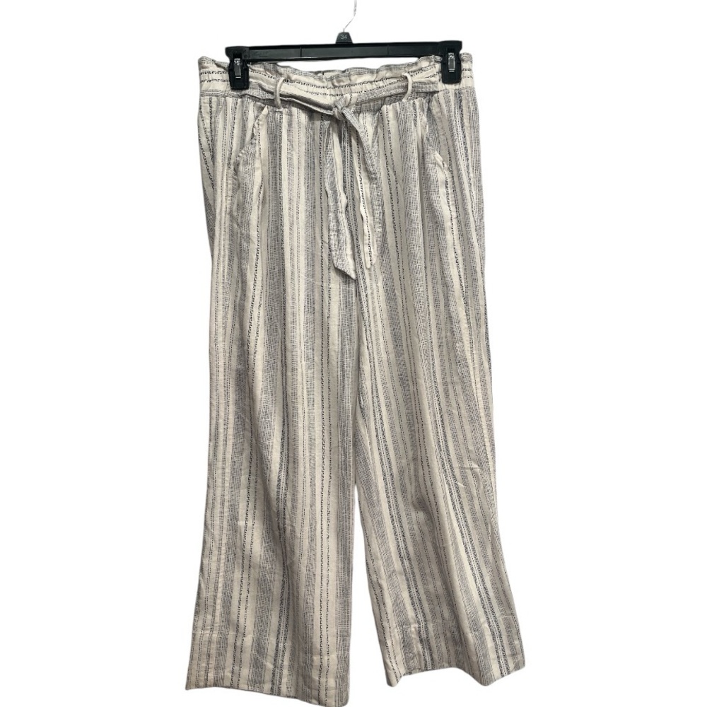 Jolt cream pants win cream with blue stripes. Size large. Linen/rayon material